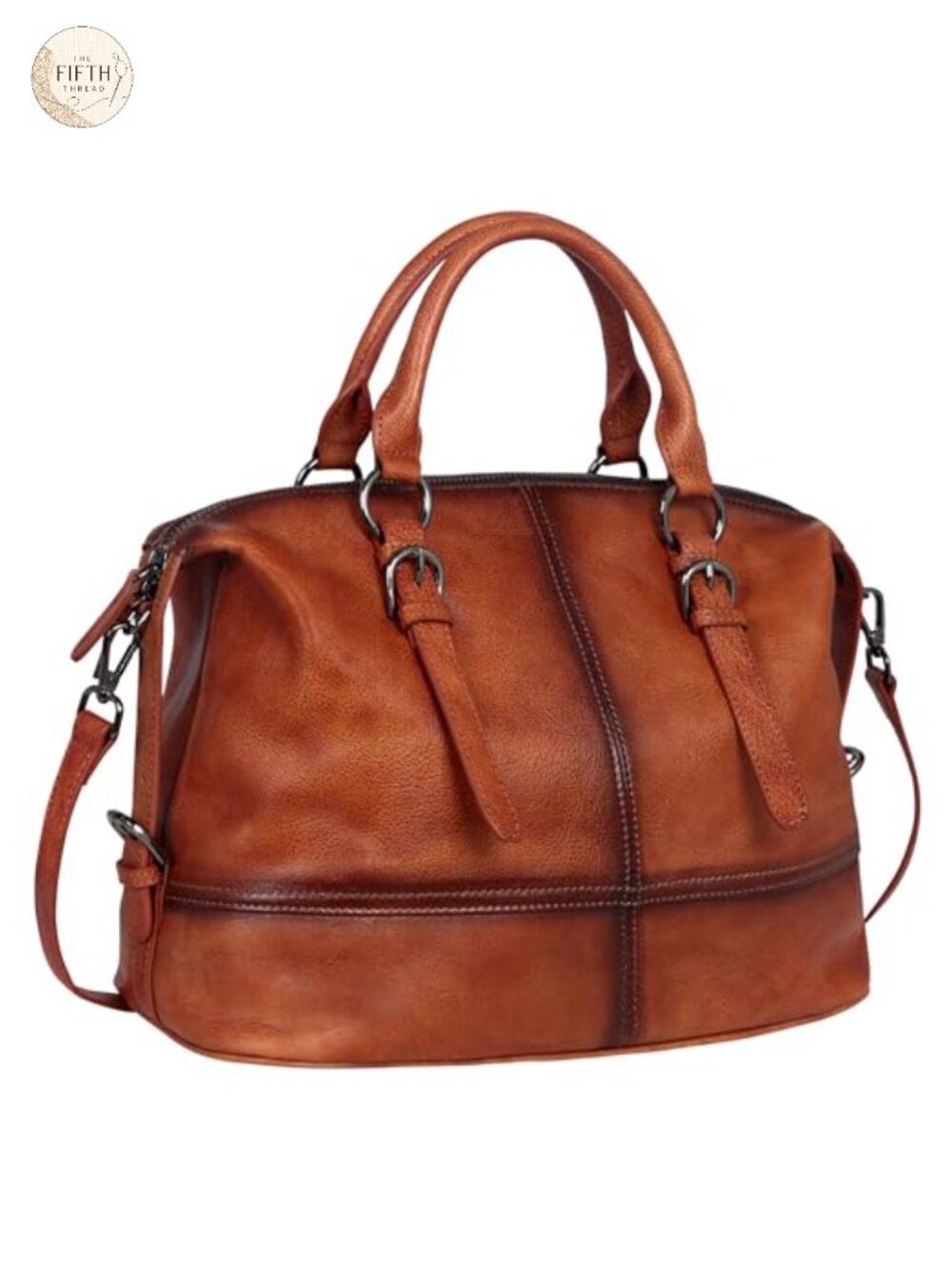 Genuine Leather Satchel Tote Women's Handbag with Crossbody Strap